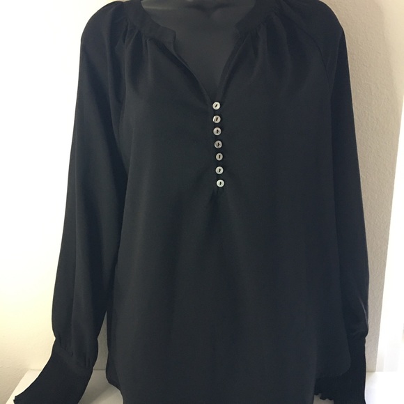 Current Air Tops - Current Air Sheer Black Long Sleeve Top Size Large
